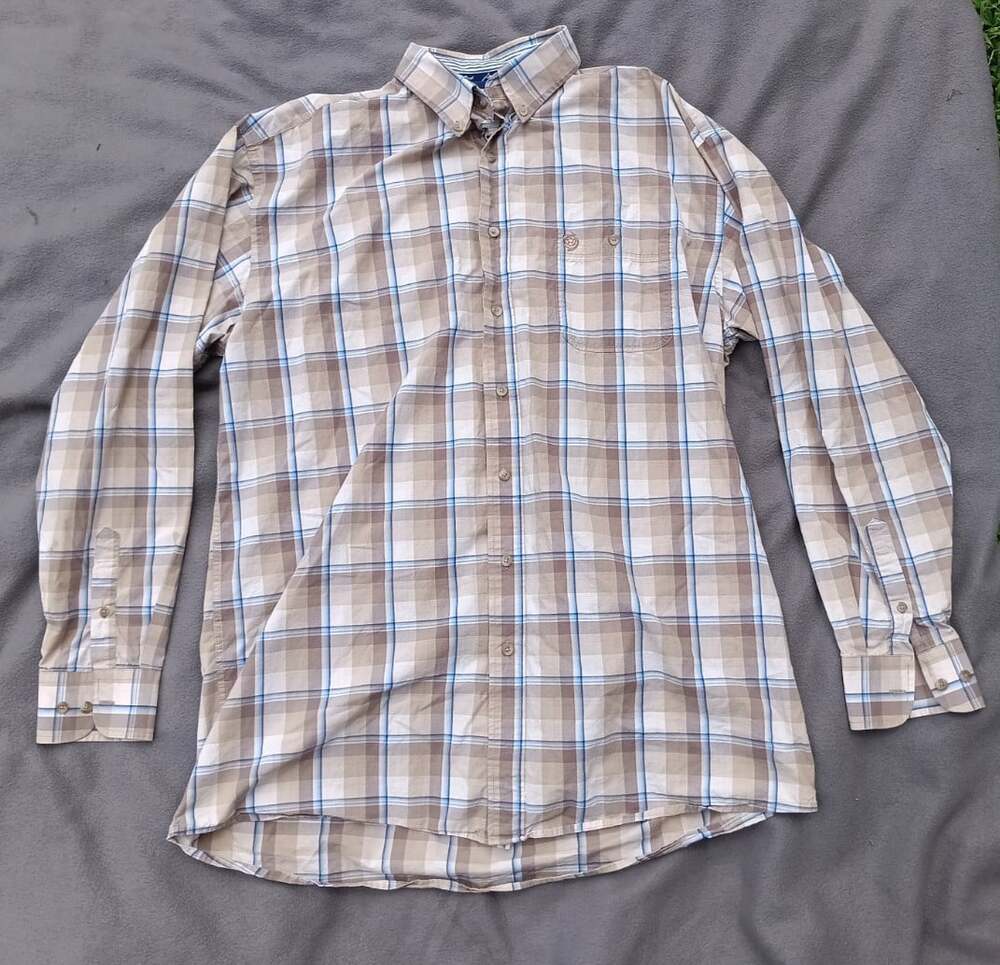 Wrangler George Straight Button Down XL Brown Blue Plaid Cowboy Cut Western
